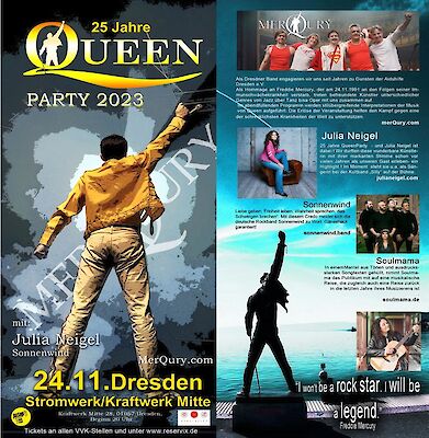 Unsere Queen Party in der Jubiläumsausgabe. 24.11.2023 in Dresden. Kommt vorbei und feiert mit uns die Musik von Queen und unter...